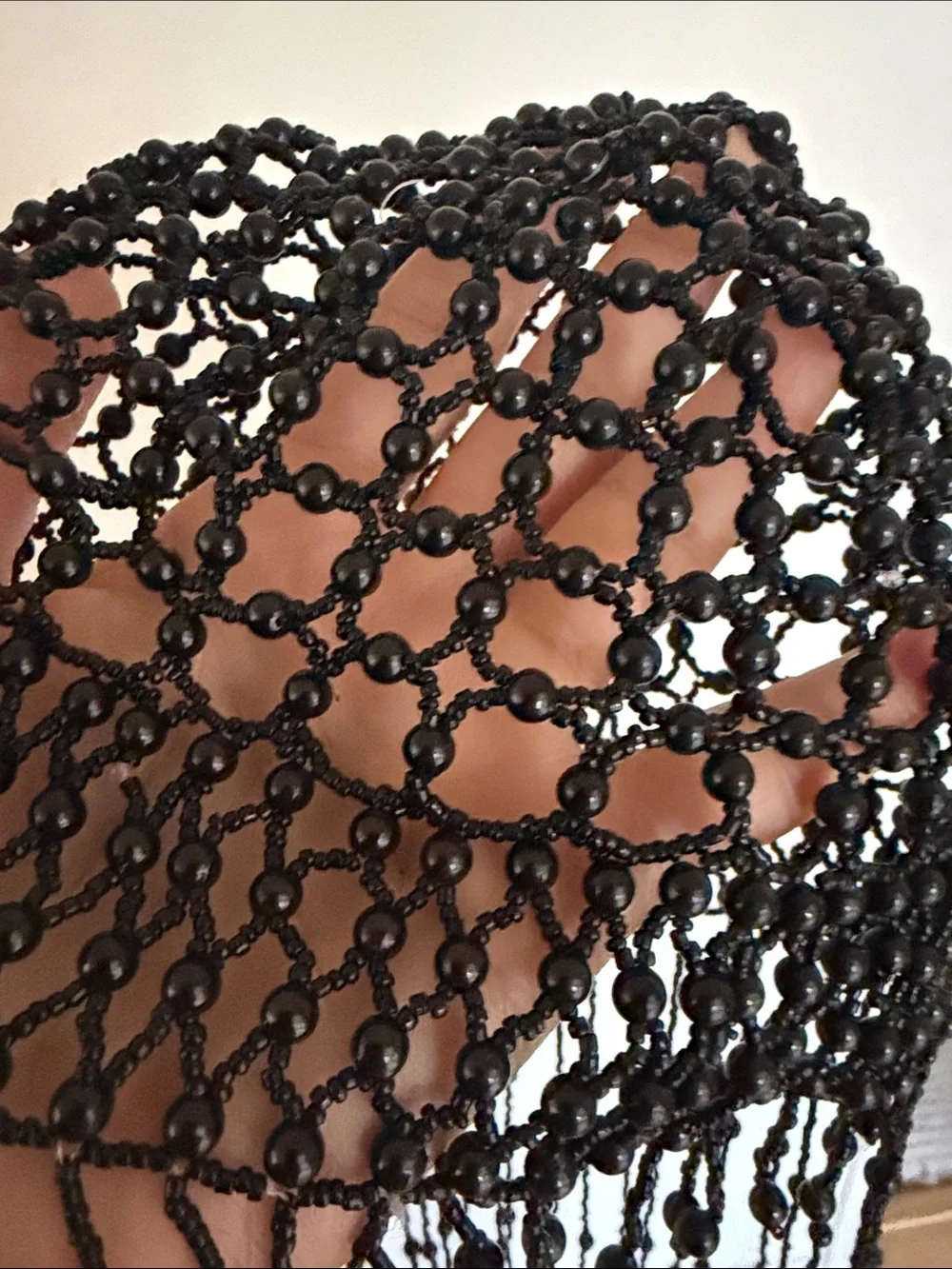 Black Beaded Fringe head piece - Picture 4 of 6